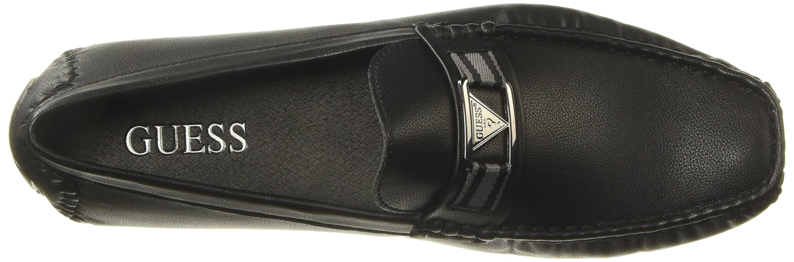 GUESS Mens Slip on Driver Style Loafer Leather Buckled ART2 Black Size 11.5 / 12