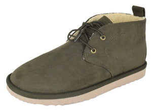 Sun Stone Men Chukka Lace Up Fur Insoles warm Boots Suede GAGE Olive Green New