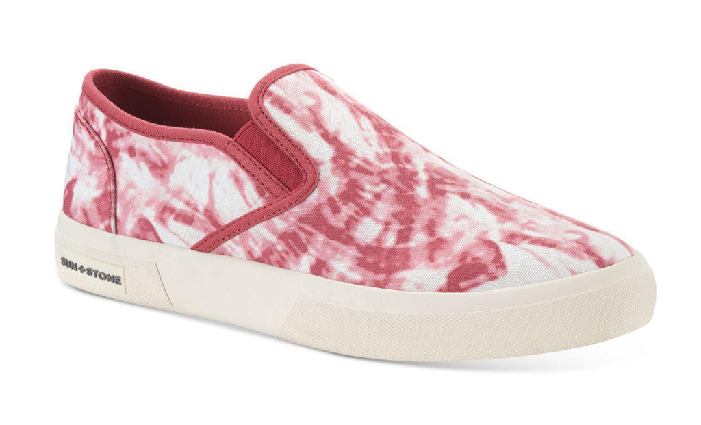 SUN STONE Men Goring Round Toe Platform Slip-On Sneakers Shoes REINS Red Tie Dye