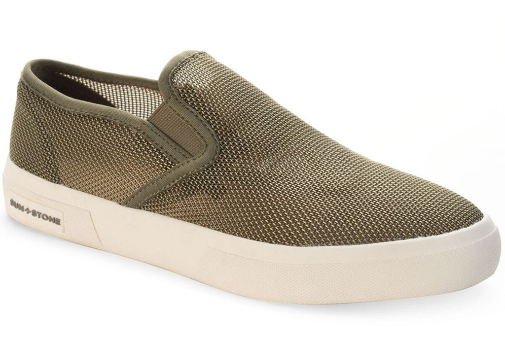 SUN STONE Men Breathable Goring Round Slip-On Sneakers Loafers LYLE Green Sage