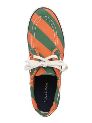 CLUB ROOM Mens Padded Round Toe Lace-Up Boat ROYCE Green Orange Striped