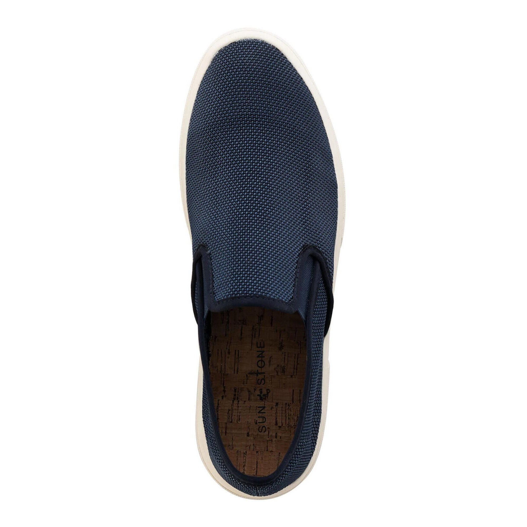 SUNSTONE Men Breathable Goring Round Toe Slip-On Sneakers Loafers LYLE Blue Navy