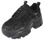 Berness Women Chunky Platform Sneakers Lace Up Fashion Trainers Thick Sole Casual Walking Shoes BLAIR02 Black