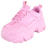 Berness Women Chunky Platform Sneakers Lace Up Fashion Trainers Thick Sole Casual Walking Shoes BLAIR02 Pink
