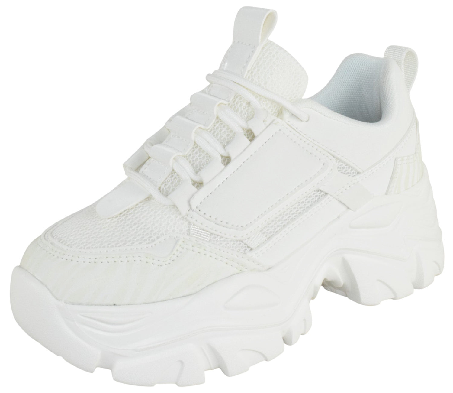 Berness Women Chunky Platform Sneakers Lace Up Fashion Trainers Thick Sole Casual Walking Shoes BLAIR02 White