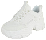 Berness Women Chunky Platform Sneakers Lace Up Fashion Trainers Thick Sole Casual Walking Shoes BLAIR02 White