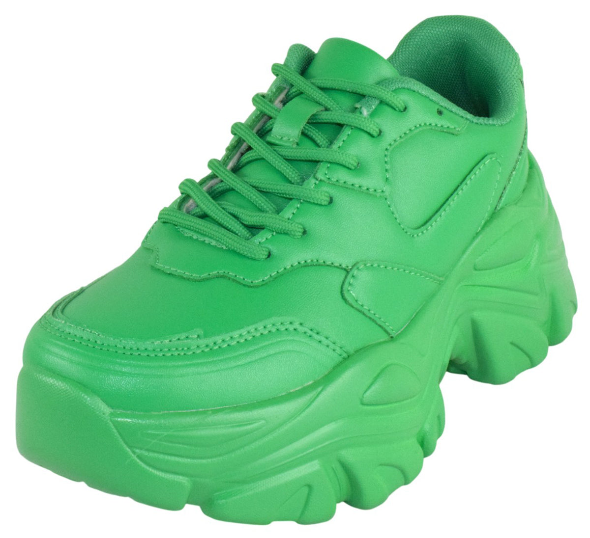 Berness Women Chunky Platform Sneakers Lace Up Fashion Trainers Thick Sole Casual Walking Shoes BLAIR Green