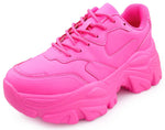 Berness Women Chunky Platform Sneakers Lace Up Fashion Trainers Thick Sole Casual Walking Shoes BLAIR Hot Pink