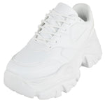 Berness Women Chunky Platform Sneakers Lace Up Fashion Trainers Thick Sole Casual Walking Shoes BLAIR White