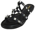 Berness Women’s Studded Flat Sandals – Strappy Slip-On Sandals with Metal Stud Details, Open Toe Dressy Casual Summer Sandals CAMBRIA Black