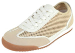 TOP MODA Women Mesh Sneakers Lightweight Breathable Casual Walking Shoes Suede Accents Gum Sole CARLY-1 Beige 