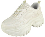 Berness Women’s Chunky Platform Sneakers – Lace-Up Fashion Dad Shoes, Thick Sole Casual Walking Sneakers CELESTE Beige