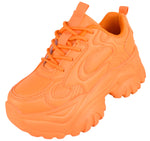 Berness Women’s Chunky Platform Sneakers – Lace-Up Fashion Dad Shoes, Thick Sole Casual Walking Sneakers CELESTE Orange