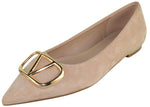 Berness Women’s Pointed Toe Flats – Gold Buckle Ballet Flats, Slip-On Low Heel Dress Shoes, Elegant Comfortable Work Office Shoes CLAUDEAN Beige Suede