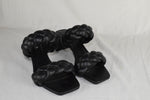 Soda Women Block High Heel Sandals Double Braided Straps Square BUGGY Black 7.5