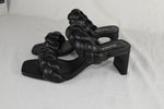 Soda Women Block High Heel Sandals Double Braided Straps Square BUGGY Black 7.5