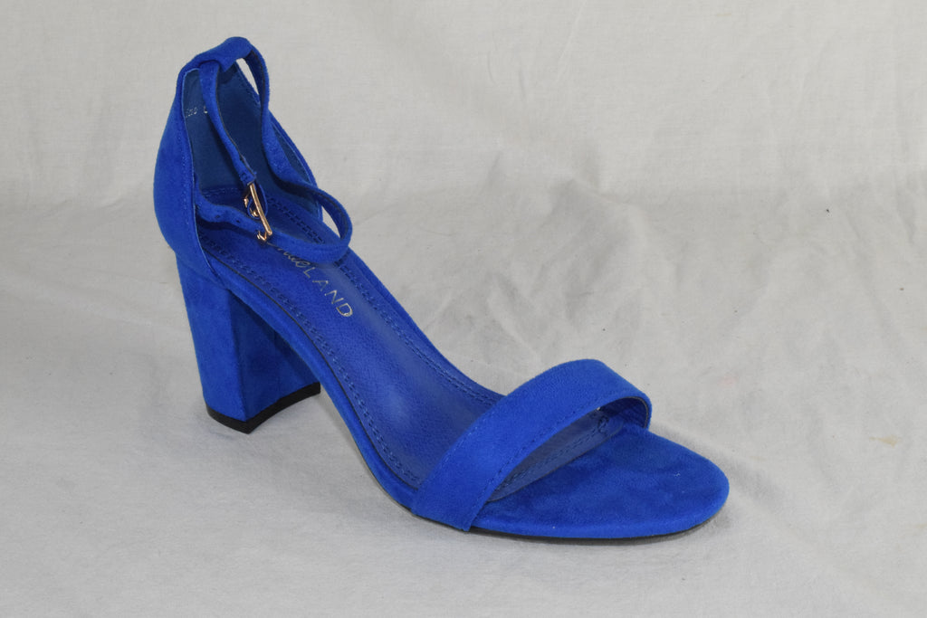 Shoeland Women Ankle Strap Block High Heel Sandal Royal Blue Suede size 6 NEW