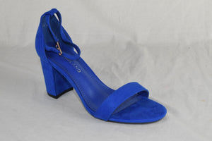 Shoeland Women Ankle Strap Block High Heel Sandal Royal Blue Suede size 6 NEW