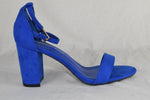 Shoeland Women Ankle Strap Block High Heel Sandal Royal Blue Suede size 6 NEW