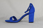 Shoeland Women Ankle Strap Block High Heel Sandal Royal Blue Suede size 6 NEW