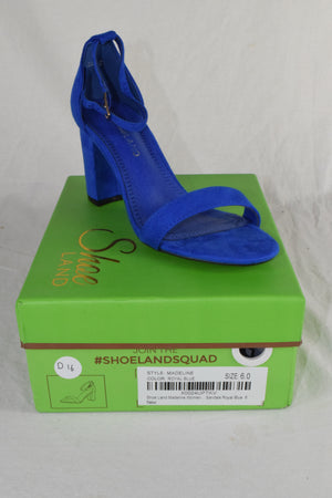 Shoeland Women Ankle Strap Block High Heel Sandal Royal Blue Suede size 6 NEW