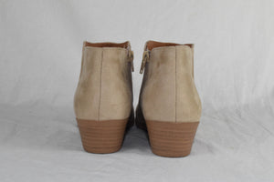 Soda Women Short Heels Ankle Boots Side Zipper Booties Beige Wheat Suede Mug 6