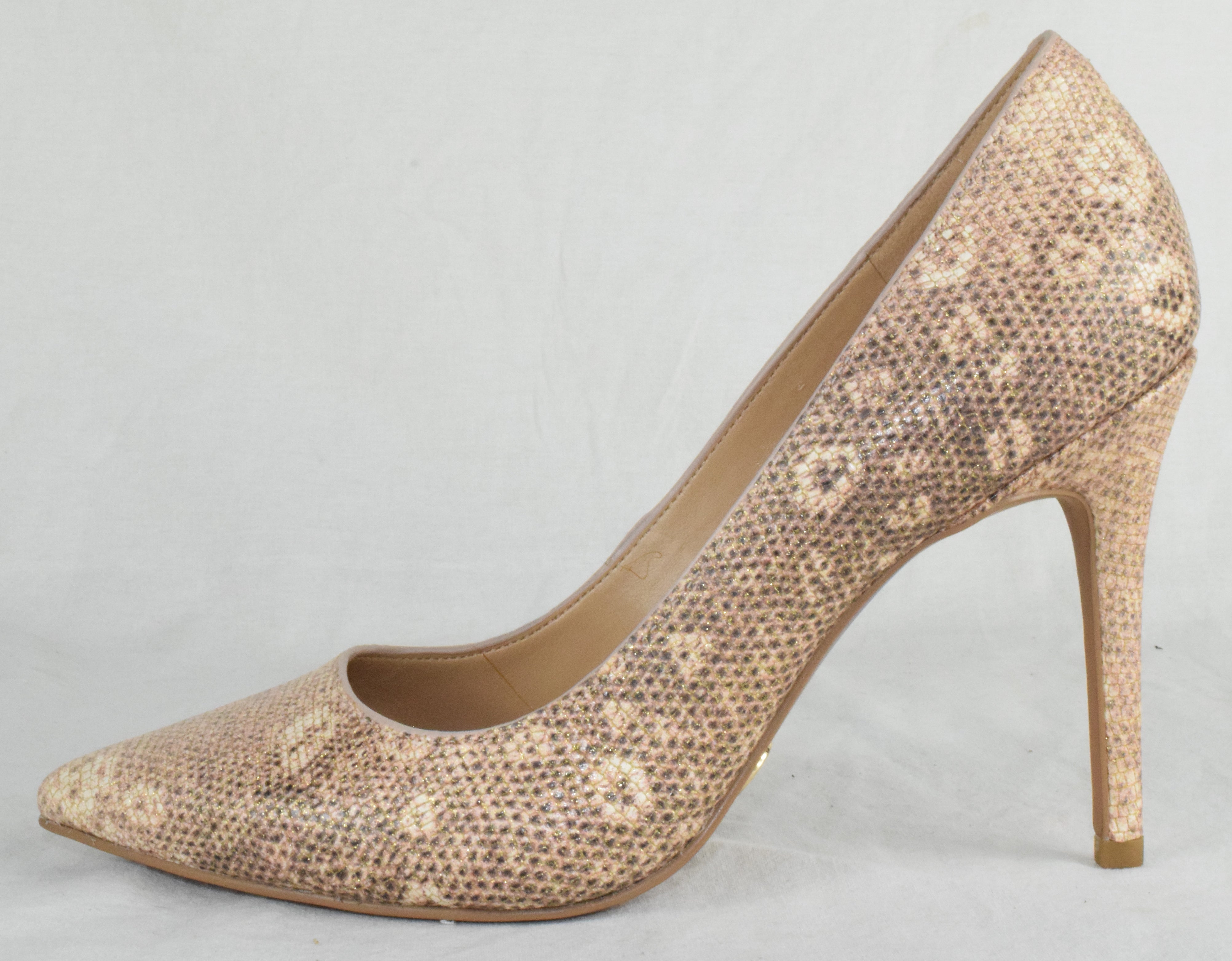 Michael Kors Women High Heels Stiletto Pumps Pointy Toe Beige Gold Bronze