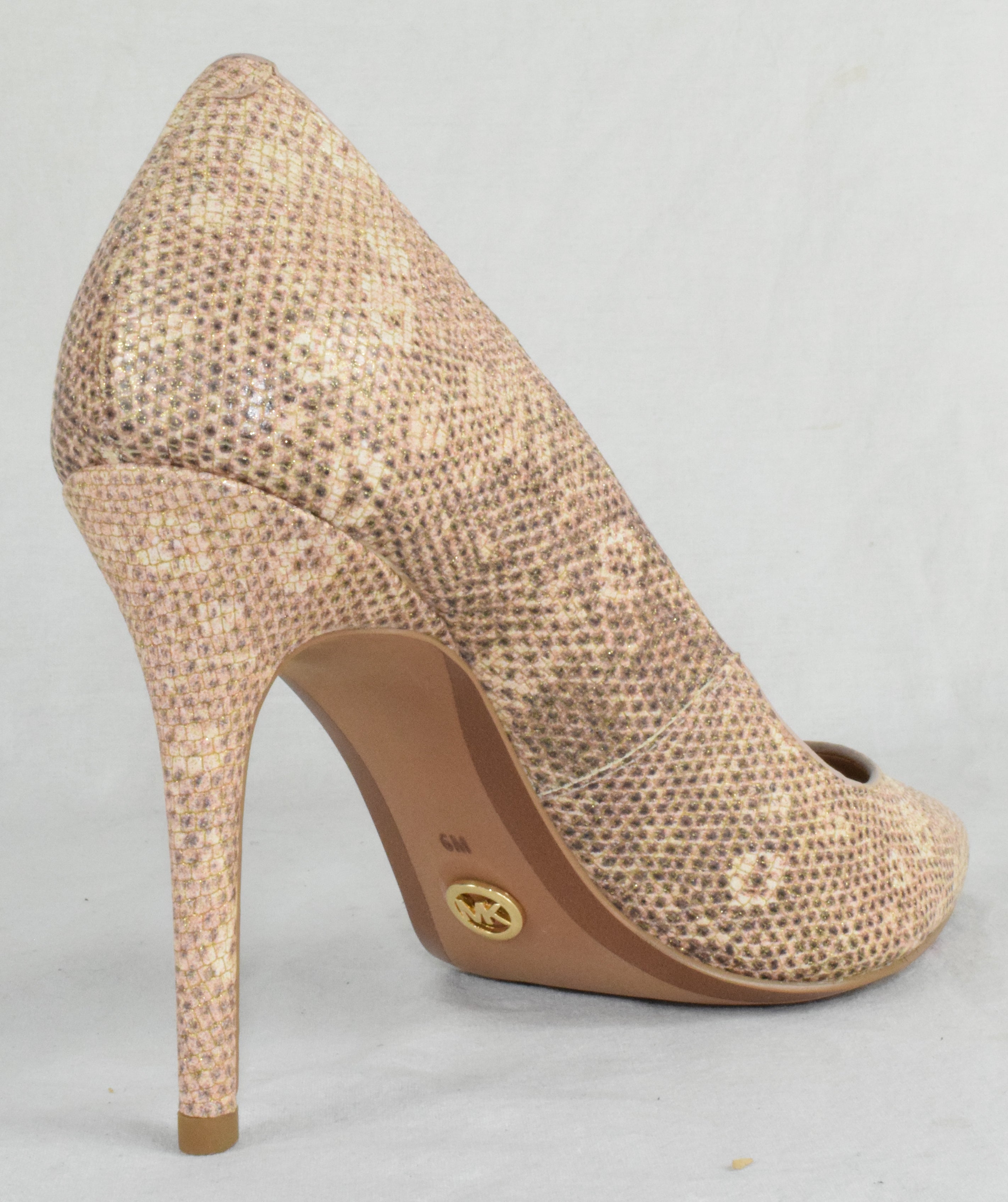 Michael Kors Women High Heels Stiletto Pumps Pointy Toe Beige Gold Bronze