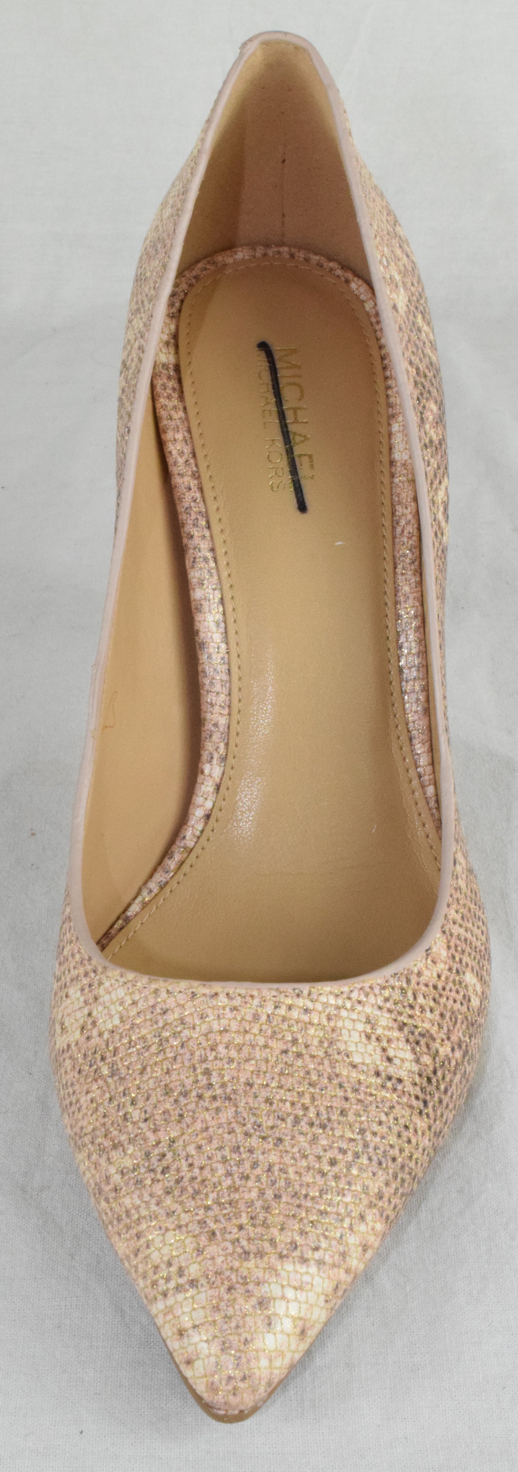 Michael Kors Women High Heels Stiletto Pumps Pointy Toe Beige Gold Bronze