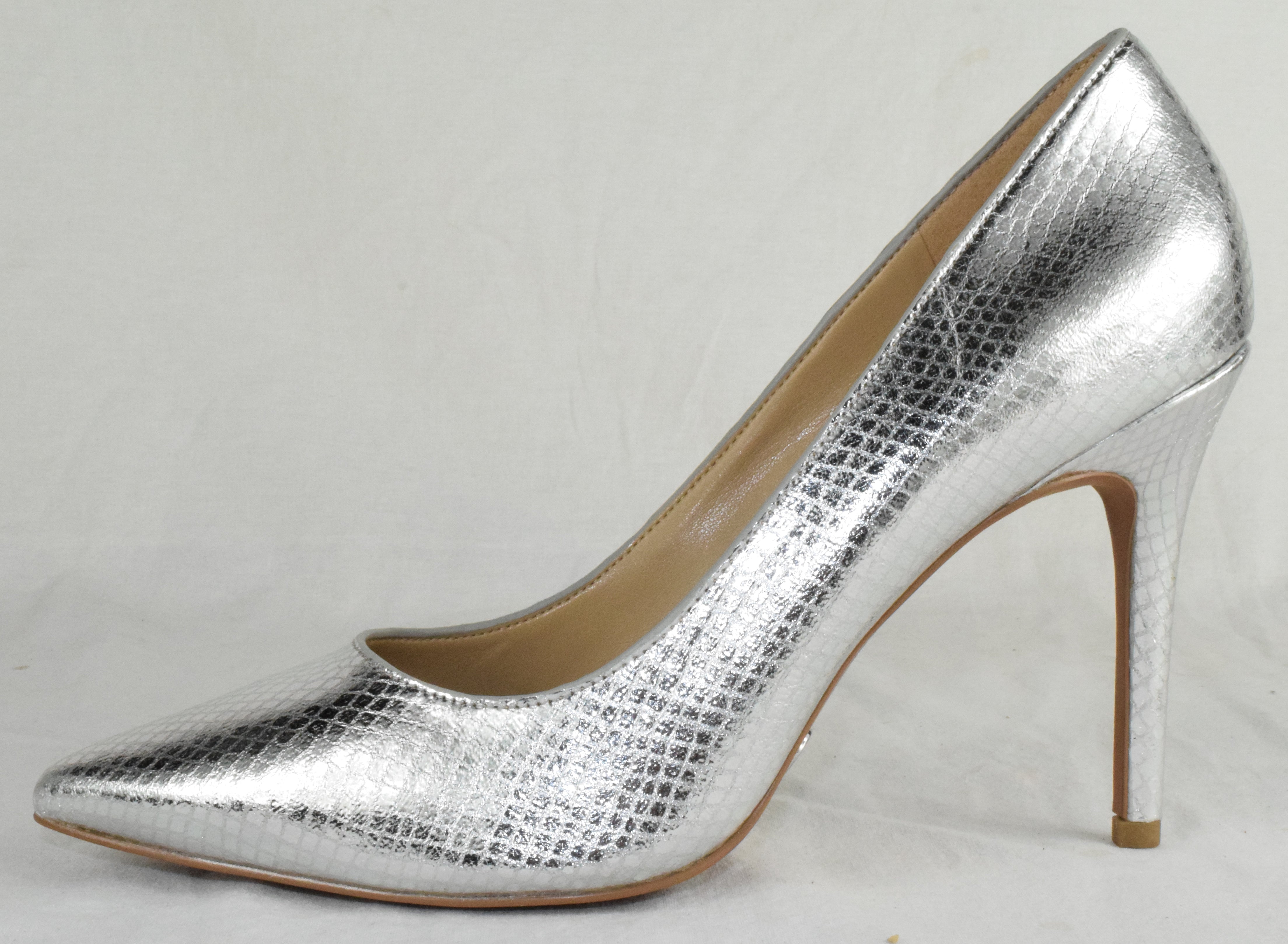 Michael Kors Women High Heels Stiletto Pumps Pointy Toe Silver Clarie Size 7.5