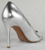 Michael Kors Women High Heels Stiletto Pumps Pointy Toe Silver Clarie Size 7.5