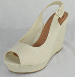 Soda Women Ankle Strap High Heels Wedge Platform Open Toe Canvas Beige Khaki New