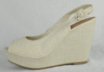 Soda Women Ankle Strap High Heels Wedge Platform Open Toe Canvas Beige Khaki New