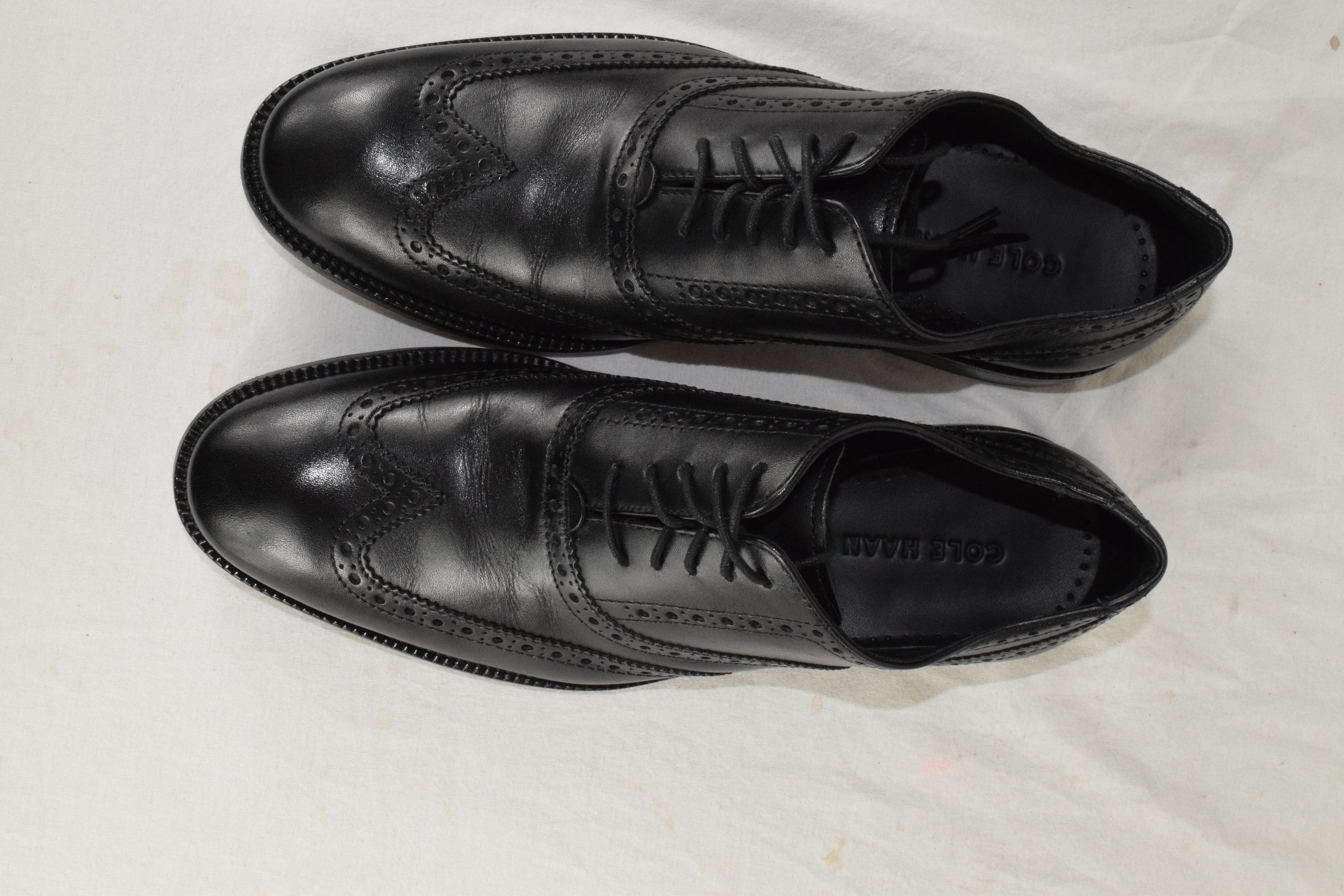 Cole Haan Men Black Leather Wingtip Oxford Dress Shoes Classic Brogue new size 8