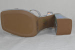Dream Pairs Women Ankle Strap Block High Heel Sandal Double Straps Silver Size 7