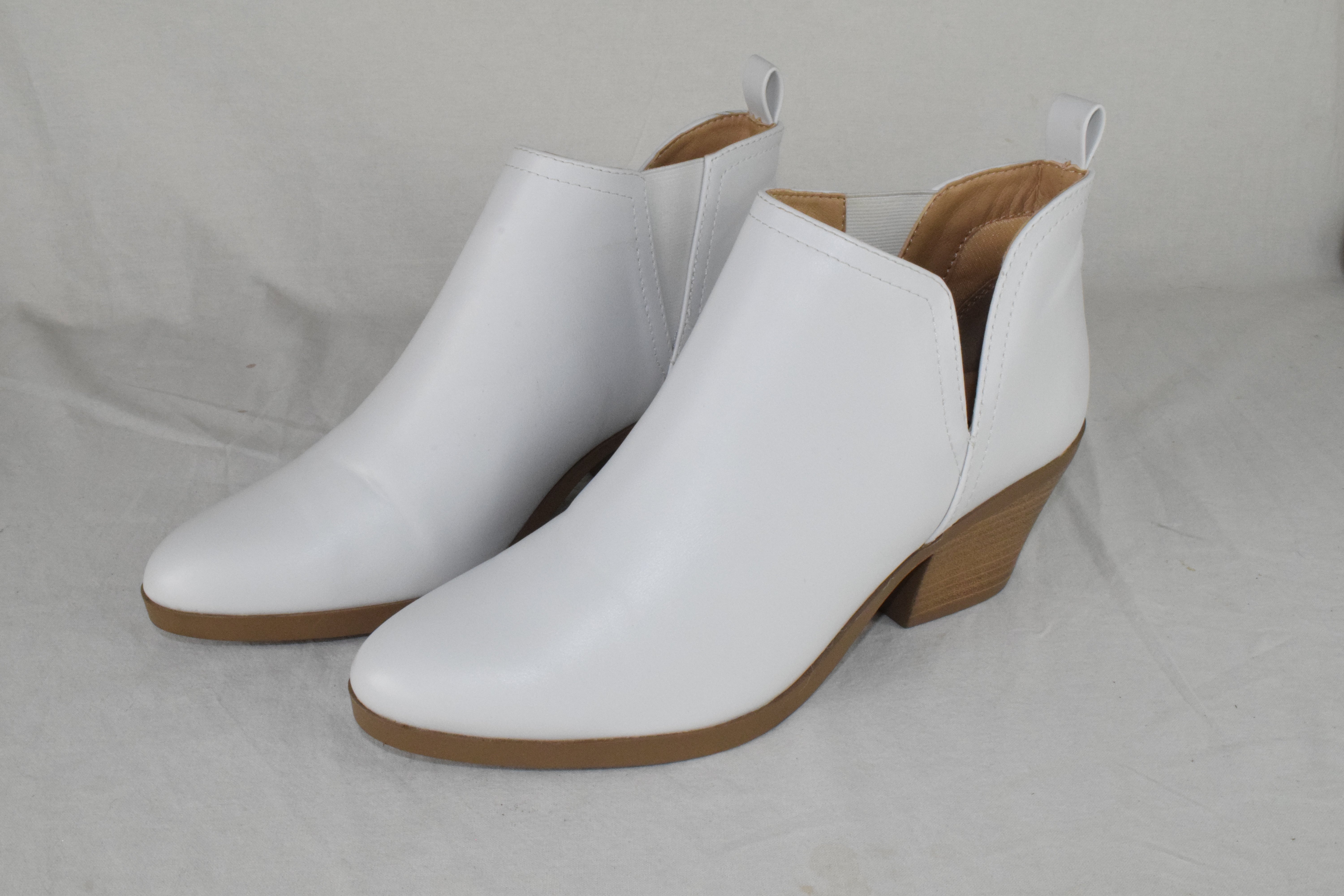 Soda Women Ankle Boot V Cut Booties Elastic Block Heel Armory White Used Size 10