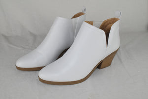Soda Women Ankle Boot V Cut Booties Elastic Block Heel Armory White Used Size 10