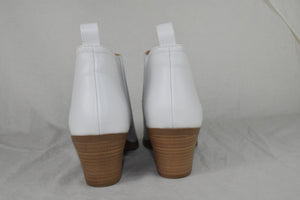 Soda Women Ankle Boot V Cut Booties Elastic Block Heel Armory White Used Size 10