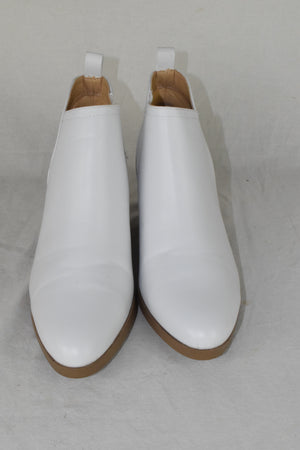 Soda Women Ankle Boot V Cut Booties Elastic Block Heel Armory White Used Size 10