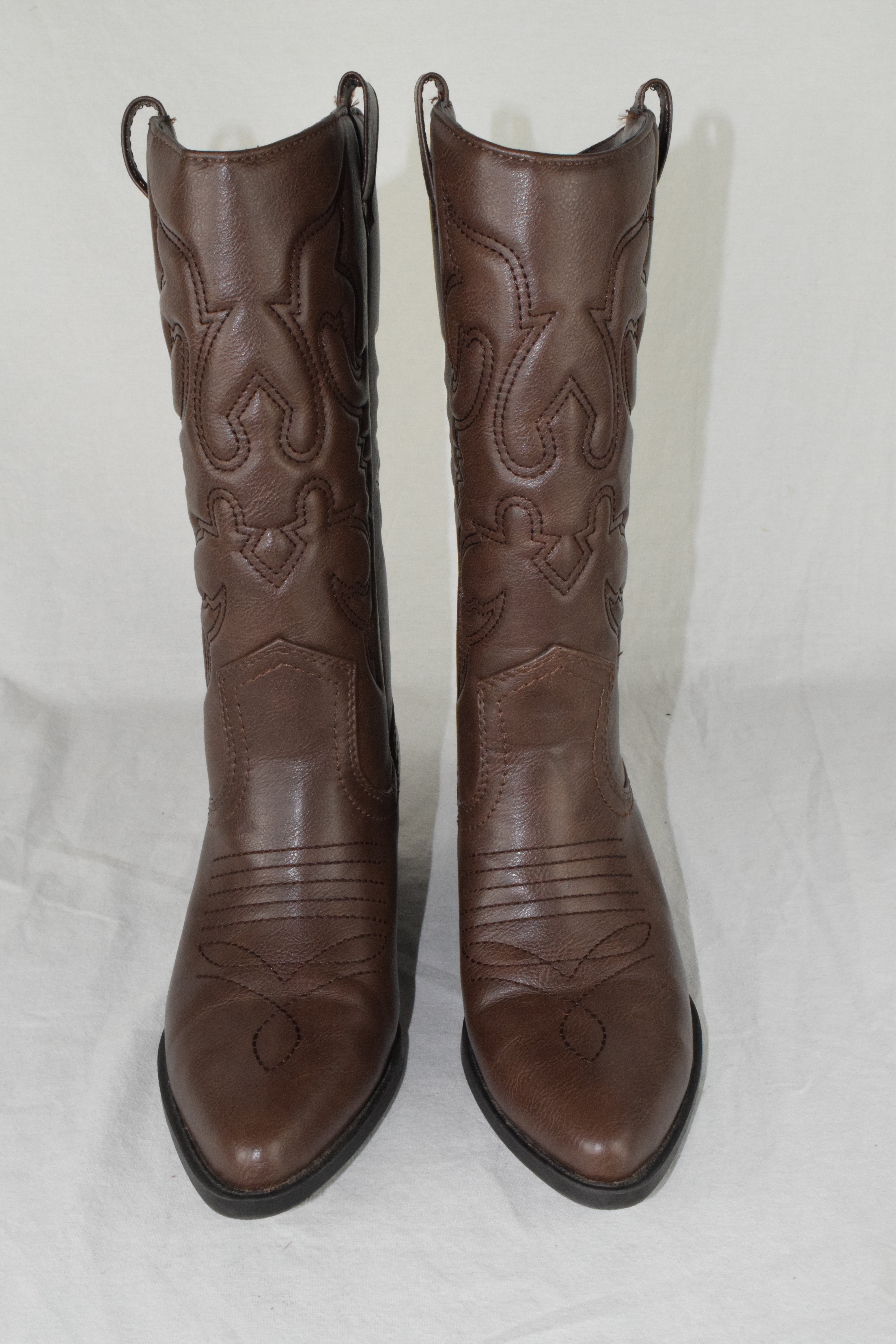 Soda Women Cowboy Western Stitched Boot Pointy Toe Knee High Tan Brown RENO 6.5