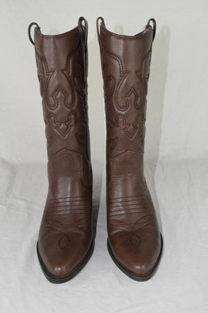 Soda Women Cowboy Western Stitched Boot Pointy Toe Knee High Tan Brown RENO 6.5
