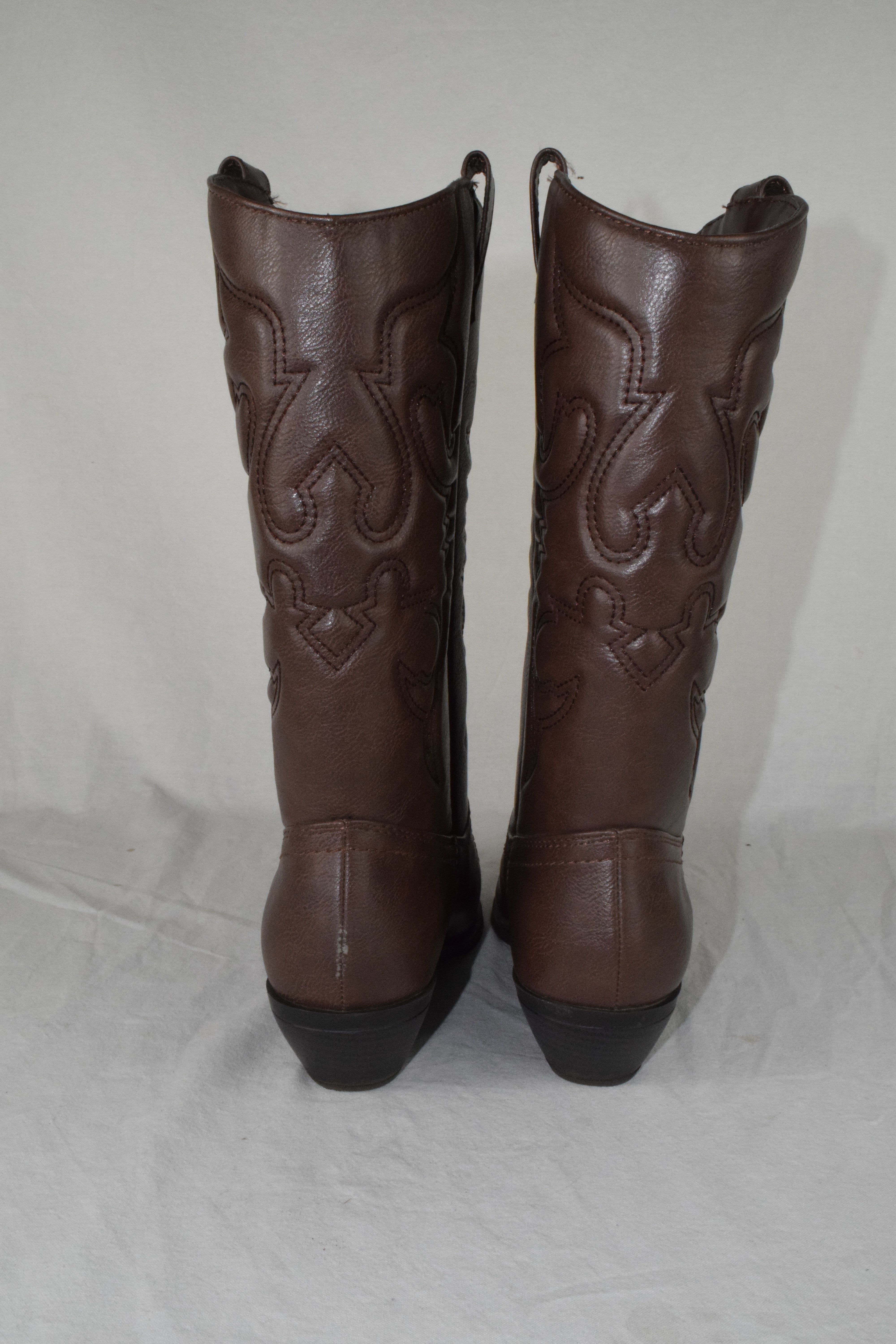 Soda Women Cowboy Western Stitched Boot Pointy Toe Knee High Tan Brown RENO 6.5