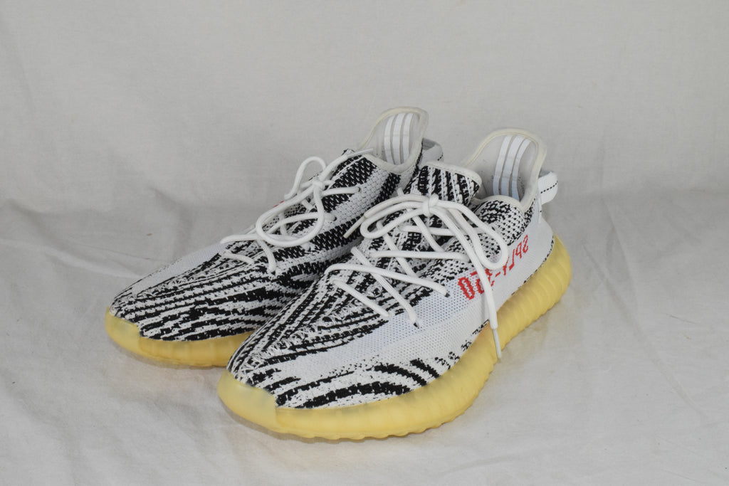 Adidas Yeezy Boost 350 V2 Zebra Sneakers Black White Used Size 10