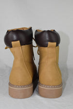 Forever Women Ankle Combat Boots Lace Up Work Style Booties BROADWAY Camel 10