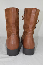 Forever Women Combat Army Boots Lace Zipper Leather/Suede JALEN Brown Tan 7.5