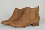 Soda Women Ankle Boot Elastic Slip Booties Block Heel Tan Brown Suede TEAPOT 8
