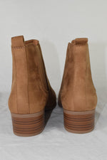 Soda Women Ankle Boot Elastic Slip Booties Block Heel Tan Brown Suede TEAPOT 8