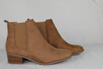 Soda Women Ankle Boot Elastic Slip Booties Block Heel Tan Brown Suede TEAPOT 8