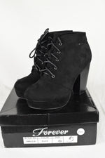 Forever Women High Heels Ankle Boots Platform Lace Up Booties Camille Black 7.5
