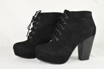Forever Women High Heels Ankle Boots Platform Lace Up Booties Camille Black 7.5